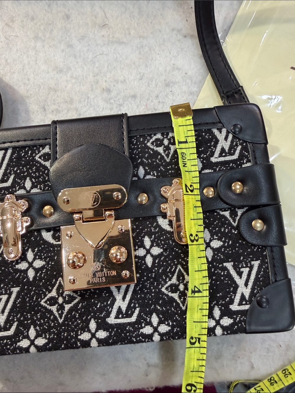 Black Mini Trunk Crossbody with Gold Hardware - Picture 11 of 12